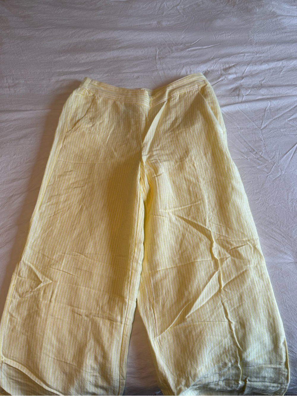 LOFT Yellow Striped Wide-Leg Pants